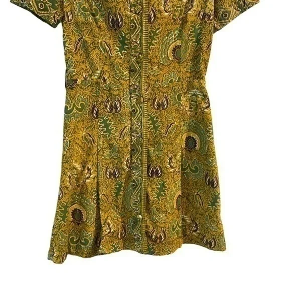 Vintage hand printed batik cotton button down paisley dress - Picture 7 of 13